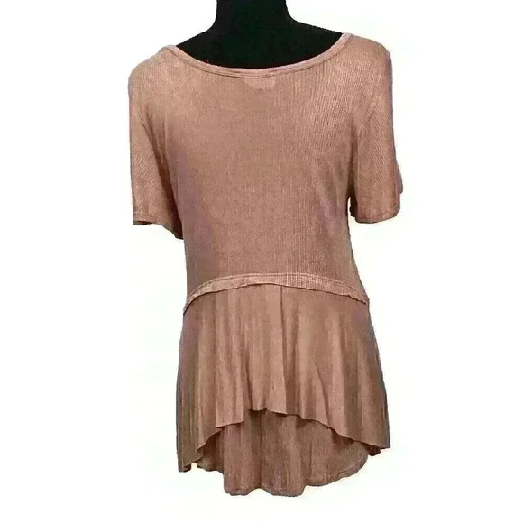 Lavender Field Womens SM Mauve Rayon Draped Tunic Top Short Sleeves Cottagecore - Picture 8 of 10